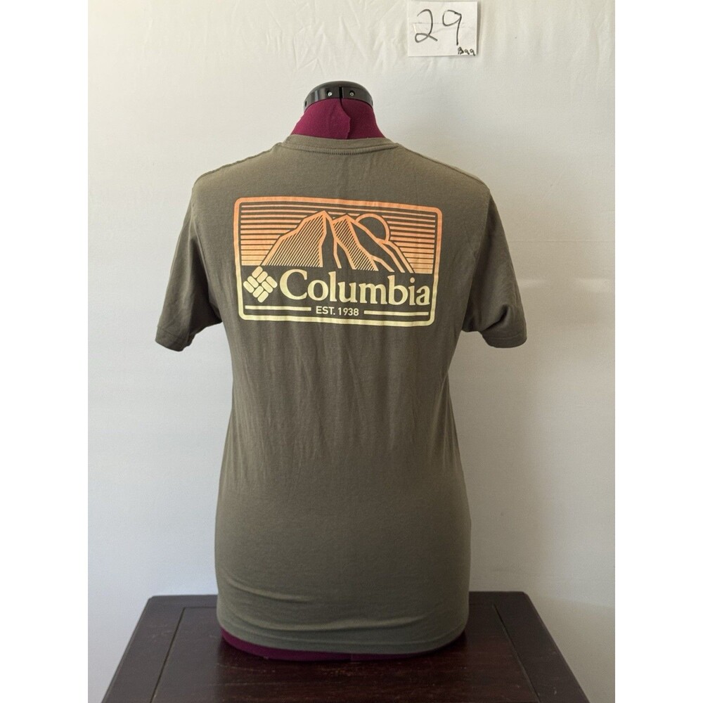 Columbia Sportswear Graphic Logo T Shirt Olive Green Mountain Mens Medium